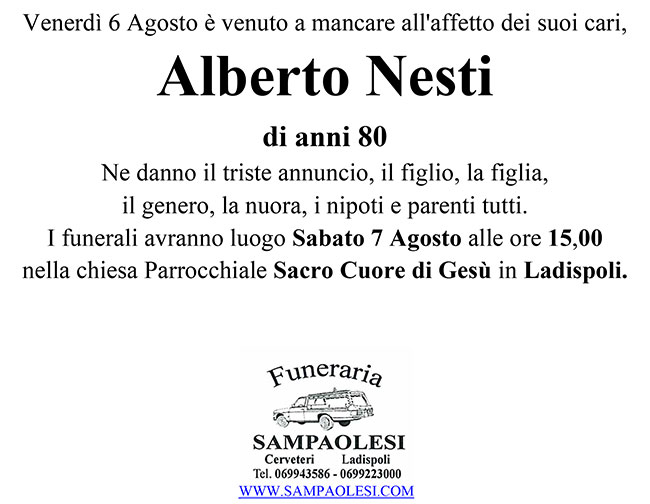 ALBERTO NESTI di anni 80