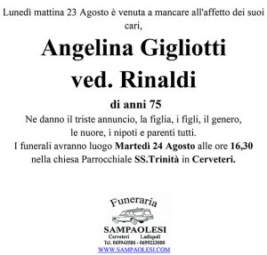 ANGELINA GIGLIOTTI ved. RINALDI di anni 75