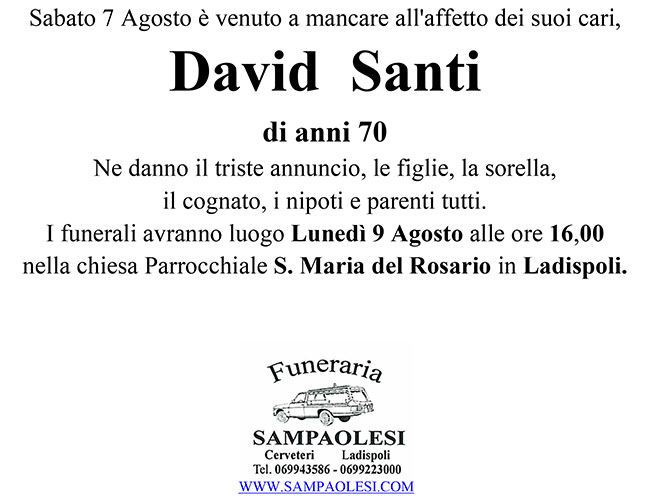 DAVID SANTI di anni 70