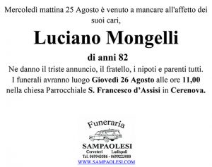 LUCIANO MONGELLI di anni 82