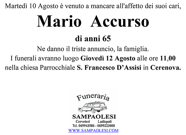 MARIO ACCURSO di anni 65
