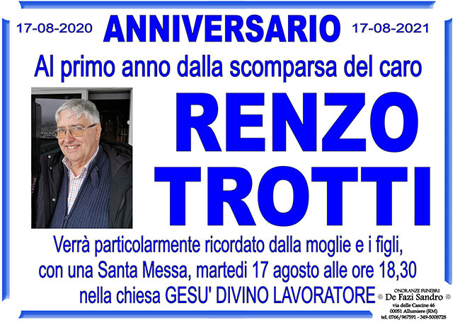 RENZO TROTTI – Anniversario