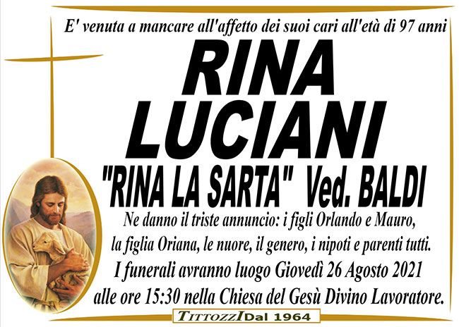 RINA LUCIANI “RINA LA SARTA” ved. BALDI