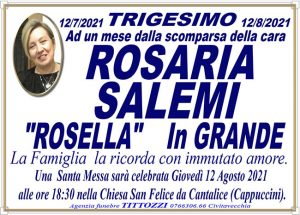 ROSARIA SALEMI “ROSELLA” in GRANDE – Trigesimo