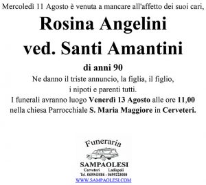 ROSINA ANGELINI Ved. SANTI AMANTINI di anni 90