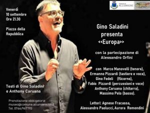 Stasera di scena “Europa”, con testi di Gino Saladini e Anthony Caruana