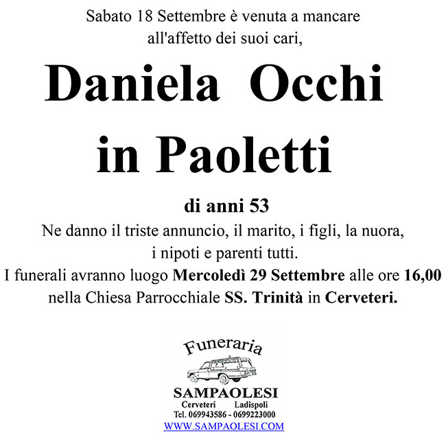 DANIELA OCCHI in PAOLETTI di anni 53