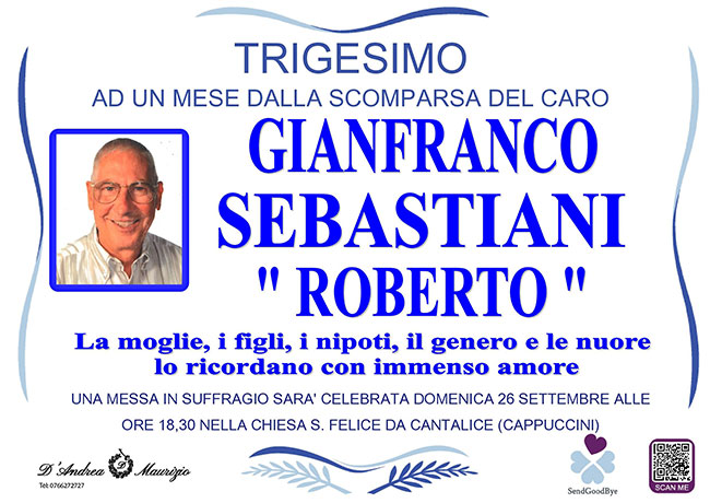 GIANFRANCO SEBASTIANI “ROBERTO” – Trigesimo