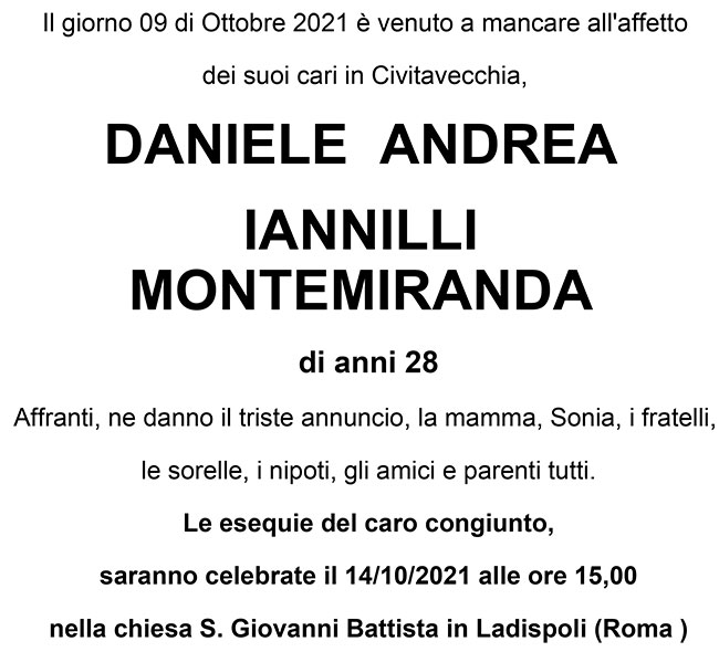 DANIELE ANDREA IANNILLI MONTEMIRANDA di anni 28