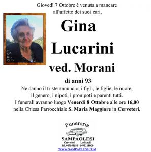GINA LUCARINI ved. MORANI di anni 93