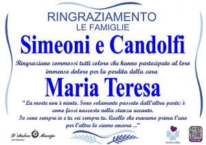 MARIA TERESA SIMEONI – Ringraziamento