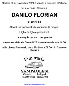 DANILO FLORIAN di anni 61