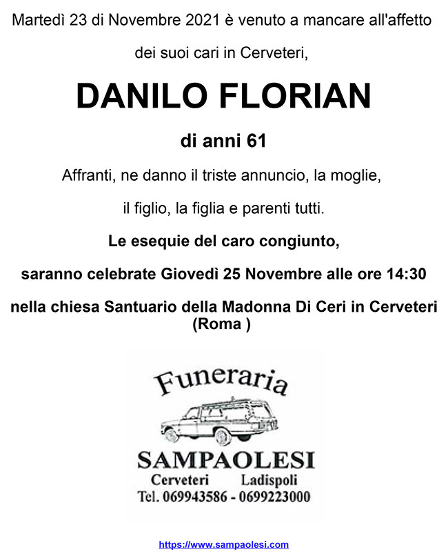 DANILO FLORIAN di anni 61