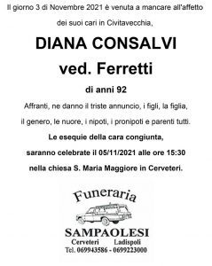 DIANA CONSALVI ved. FERRETTI di anni 92