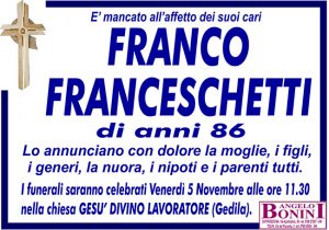 FRANCO FRANCESCHETTI di anni 86