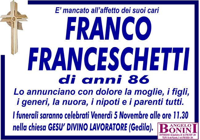 FRANCO FRANCESCHETTI di anni 86