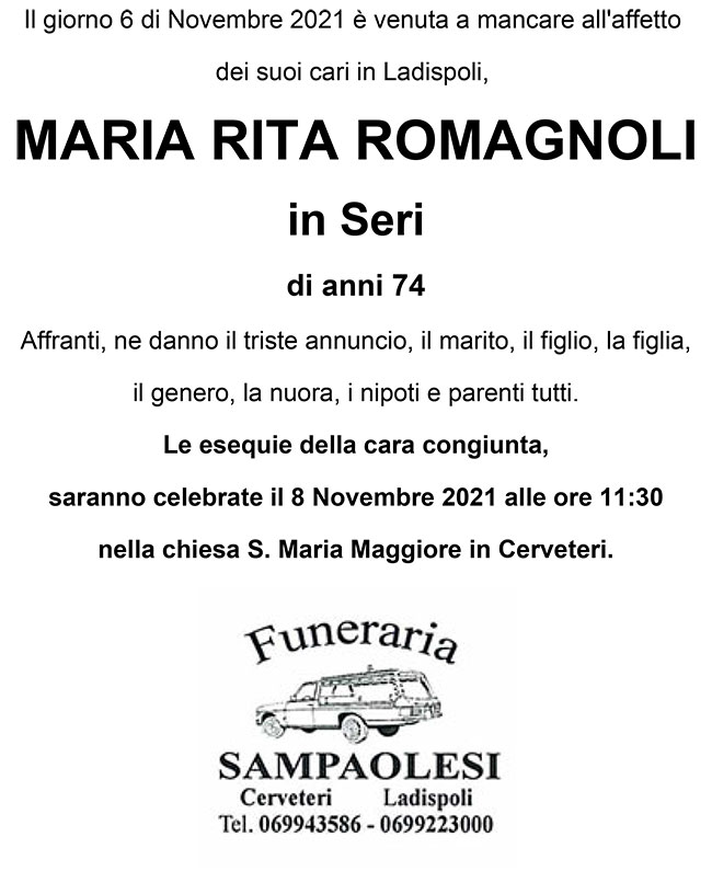 MARIA RITA ROMAGNOLI in SERI di anni 74