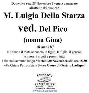 MARIA LUIGIA DELLA STARZA di anni 87