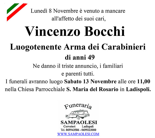 VINCENZO BOCCHI Luogotenente Arma dei Carabinieri di anni 49