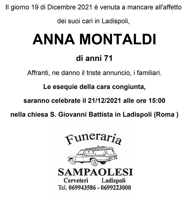ANNA MONTALDI di anni 71