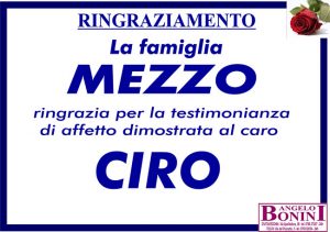 CIRO MEZZO – Ringraziamento