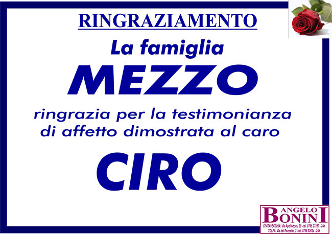 CIRO MEZZO – Ringraziamento