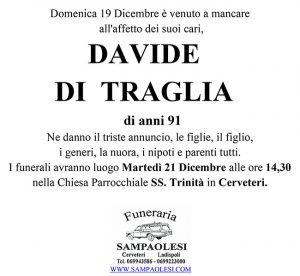 DAVIDE DI TRAGLIA di anni 91