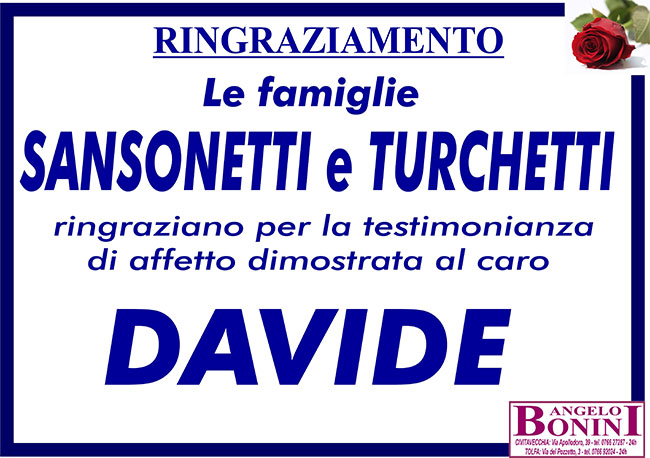 DAVIDE SANSONETTI – Ringraziamento