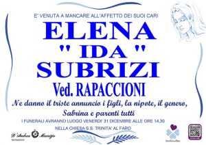 ELENA “IDA” SUBRIZI ved. RAPACCIONI