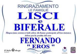 FERNANDO BIFERALE – Ringraziamento
