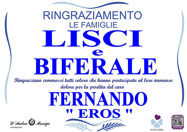 FERNANDO BIFERALE – Ringraziamento