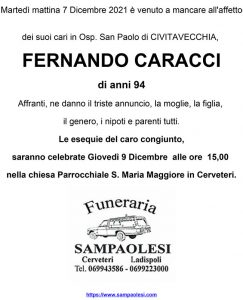 FERNANDO CARACCI di anni 94