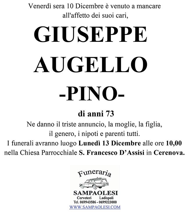 GIUSEPPE AUGELLO “PINO” di anni 73