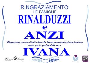 IVANA ANZI – Ringraziamento