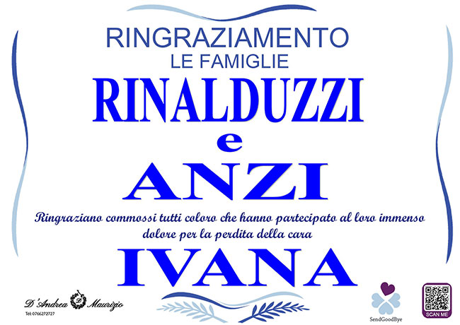 IVANA ANZI – Ringraziamento