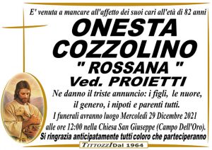ONESTA COZZOLINO “ROSSANA” ved. PROIETTI