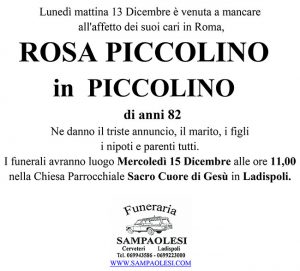 ROSA PICCOLINO in PICCOLINO di anni 82