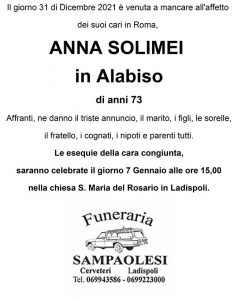 ANNA SOLIMEI in ALABISO di anni 73