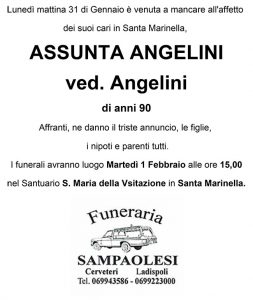ASSUNTA ANGELINI ved. ANGELINI di anni 90