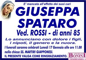 GIUSEPPA SPATARO ved. ROSSI di anni 85