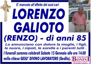 LORENZO GALIOTO (RENZO) di anni 85