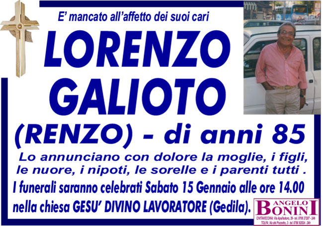 LORENZO GALIOTO (RENZO) di anni 85
