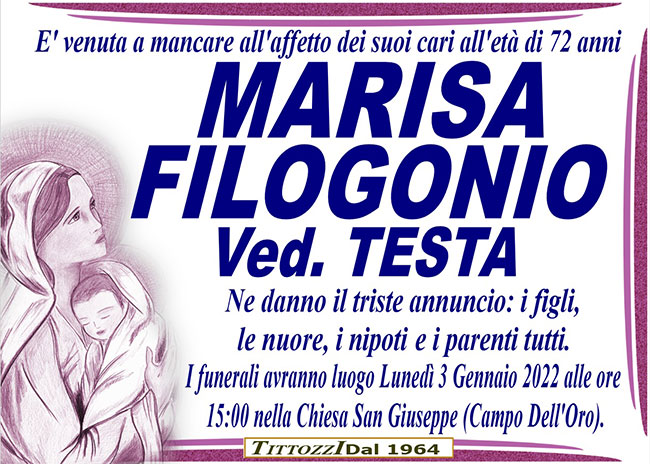 MARISA FILOGONIO ved. TESTA