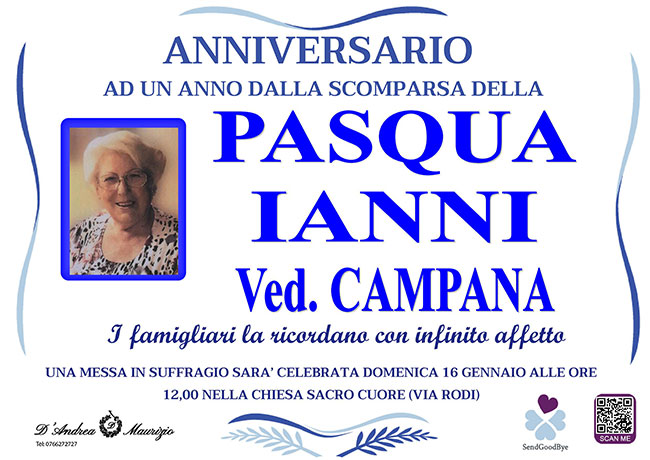 PASQUA IANNI ved. CAMPANA – Anniversario