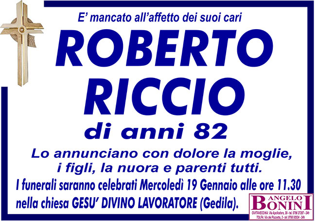ROBERTO RICCIO di anni 82