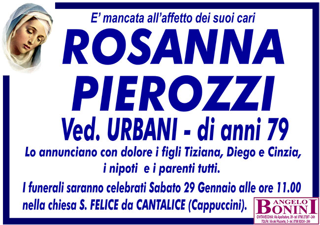 ROSANNA PIEROZZI ved. URBANI di anni 79