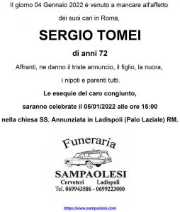 SERGIO TOMEI di anni 72