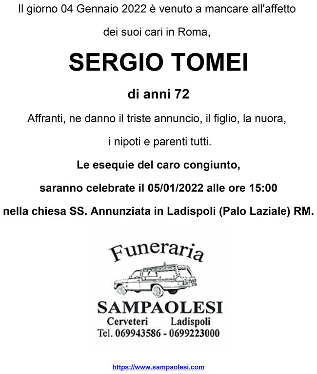 SERGIO TOMEI di anni 72