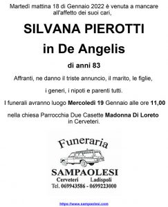 SILVANA PIEROTTI in DE ANGELIS di anni 83