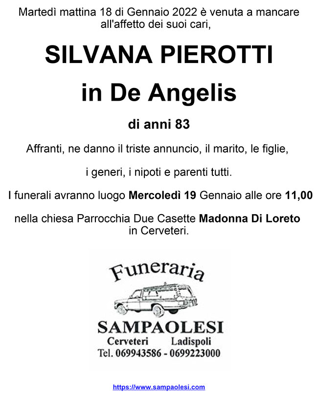 SILVANA PIEROTTI in DE ANGELIS di anni 83